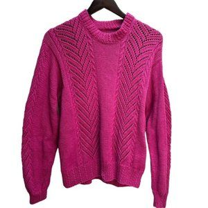 Handmade Hand Crafted Fucshia Pink Crew Neck Sweater